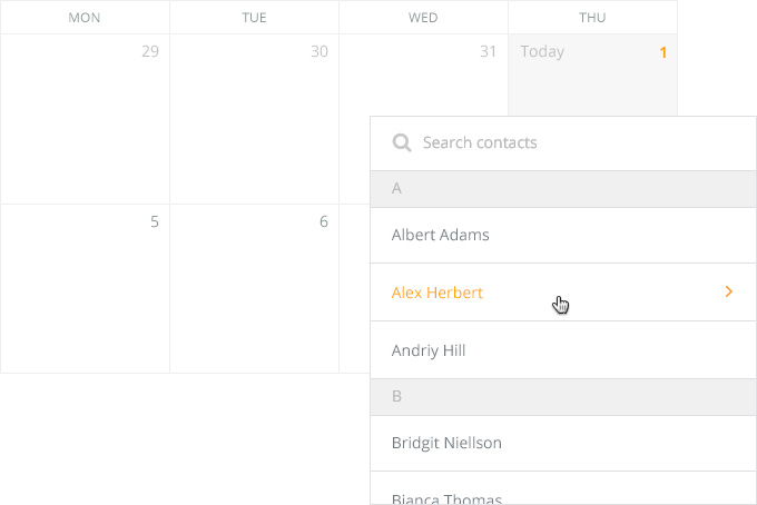 Adress book and calendar