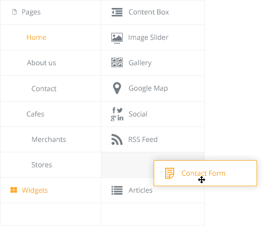 Drag`n`drop website widgets